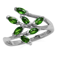 Load image into Gallery viewer, Silvershake Genuine Chrome Diopside 925 Sterling Silver Leaf Inspired Ring Size 7

