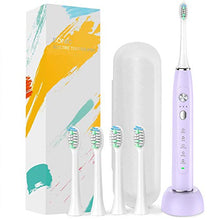 Load image into Gallery viewer, Sonic Electric Toothbrush, Travel Rechargeable Toothbrush for Adults Kids with 5 Modes and 3 Intensity Levels, Waterproof, USB Fast Charging, Smart Timer &amp; Travel Case Included-Purple
