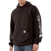 Load image into Gallery viewer, Carhartt Men's Midweight Sleeve Logo Hooded Sweatshirt (Regular and Big &amp; Tall Sizes), Black, Large

