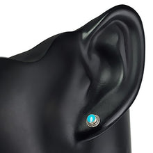 Load image into Gallery viewer, Women’s 925 Sterling Silver Round Braided Gemstone Post Stud Earrings, 9mm, Turquoise Gemstone

