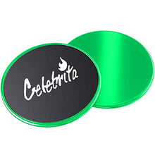 Load image into Gallery viewer, Celebrita Pair of Gliding Discs Core Sliders Ab, Back, Hip, and Leg Exercise Gear for Gym, Home, Yoga, Pilates | Strengthen Abdomen, Burn Fat, Improve Balance (Electric Green)
