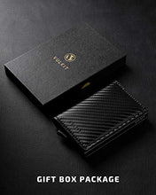 Load image into Gallery viewer, VULKIT Credit Card Holder RFID Blocking Leather Automatic Pop Up Wallet Aluminum Slim Pocket Bifold Business Card Case Navy
