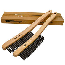 Load image into Gallery viewer, Forney 70504A 2-Pack Carbon Steel Wire Brush's with Curved Wood Handle, 13-3/4-Inch-by-.014-Inch, Assorted
