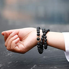 Load image into Gallery viewer, Lightock Lava Rock Evil Eye Bracelet for Women Men Necklace 8mm Beads Essential Oil Diffuser Anxiety Healing Yoga Meditation Stretch
