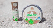 Load image into Gallery viewer, Raw Elements Baby + Kids SPF 30 Organic Sunscreen Lotion Non-Nano Zinc Oxide, Reef-Safe, Cruelty-Free, Gentle and Moisturizing, Zero Waste Tin, 3oz

