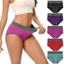 Load image into Gallery viewer, POKARLA Women's Cotton Stretch Underwear Ladies Mid-high Waisted Briefs Panties 5-Pack(Small）
