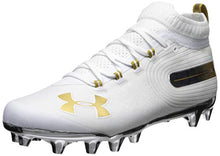Load image into Gallery viewer, Under Armour Men's Spotlight MC Lacrosse Shoe, White (101)/Metallic Gold, 15 M US
