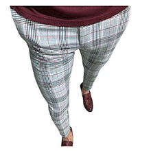 Load image into Gallery viewer, Men Dress Pants, F_Gotal Mens Casual Plaid Stretch Flat-Front Skinny Pencil Pants Trousers Pocket for Business Party Red
