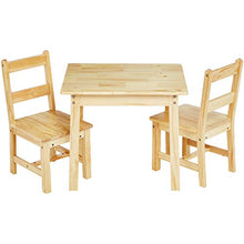 Load image into Gallery viewer, AmazonBasics Kids Solid Wood Table and 2 Chair Set, Natural
