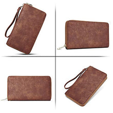 Load image into Gallery viewer, CLUCI Wallet Women Large Capacity Leather Designer Zipper Around Card Ladies Phone Clutch Wristlet Billfolds Two-tone Brown
