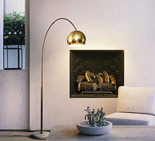 Load image into Gallery viewer, Brightech Olivia - Over The Couch Arc Floor Lamp with Globe Shade, Matches Your Living Room Decor - Standing Light for Bedroom, Office - Tall Gold aka Brass Lighting
