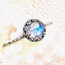 Load image into Gallery viewer, Rainbow Moonstone Sterling Silver Stacking Ring - Size 8 - Everyday Jewelry - Gift For Women Her Mom
