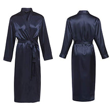 Load image into Gallery viewer, Alexander Del Rossa Men's Lightweight Satin Robe, Long Kimono, XL Midnight Blue (A0720MBLXL)

