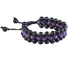 Load image into Gallery viewer, TUMBEELLUWA Amethyst 8mm Handcrafted Strand Crystal Stone Bracelet Adjustable Healing Reiki Polishing Quartz Beads Bracelet for Meditation Power Three-Layer
