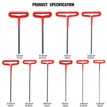 Load image into Gallery viewer, 10 Pieces T-handle Hex Key Set T-key Allen Wrench Kit Sizes 3/32, 7/64, 1/8, 9/64, 5/32, 3/16, 7/32, 1/4, 5/16, 3/8 Inches
