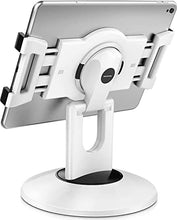Load image into Gallery viewer, AboveTEK Retail Kiosk iPad Stand, 360° Rotating Commercial Tablet Stand, 6.6"-13.5" iPad Mini Pro-Business Tablet Holder, Swivel Design for Store POS Office Showcase Reception Kitchen Desktop (White)
