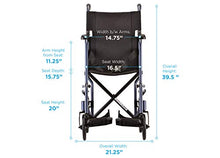Load image into Gallery viewer, NOVA Medical Products 327 Lightweight Transport Chair, 17",Dark Blue
