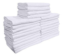 Load image into Gallery viewer, GOLD TEXTILES 24 Pcs (2 Dozen) White 16x27 Inch Cotton Blend Economy Hand Towels Salon/Gym/Hotel Super use Absorbent Best for Kitchen,Janitorial,Home use Towels
