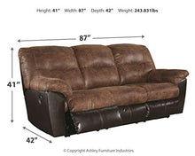 Load image into Gallery viewer, Signature Design by Ashley Follett Faux Leather Manual Pull Tab Reclining Sofa, Two Tone Brown
