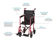 Load image into Gallery viewer, NOVA Medical Products 327 Lightweight Transport Chair, 17",Dark Blue

