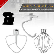 Load image into Gallery viewer, Primeswift K45DH Dough Hook K45B Flat Beater K45WW Wire Whip 3 Pieces 5 Quart Kitchen Mixer Replacement
