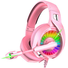Load image into Gallery viewer, Nivava Gaming Headset for PS4, Xbox One, PC Headphones with Microphone LED Light Mic for Nintendo Switch Playstation Computer, K7 (Pink)
