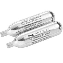 Load image into Gallery viewer, 25g Threaded CO2 Cartridges, 6 Pack- for CO2 Bike Tire Inflators with Threaded Connection - Quick Air Refill for High Volume Bicycle Tires - Cartridge for CO2 Pump - Road, Mountain or Fat Bikes
