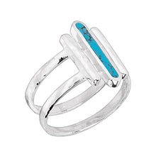 Load image into Gallery viewer, Silpada 'Strait To It' Compressed Turquoise Three-Bar Ring in Sterling Silver, Size 6, Size 6
