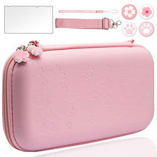 Load image into Gallery viewer, BRHE Cute Switch Case Travel Carrying Bundle Kit Hard Portable Protective Cover Shell Accessories with Glass Screen Protector Thumb Grip Caps for Nintendo Switch (Sakura Pink)
