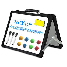 Load image into Gallery viewer, Portable White Board,12×16inches Small Dry Erase Board Double-Side Desktop Foldable Magnetic Whiteboards Easel Stand for Kids Education,Office and Home&amp;School-Color Black
