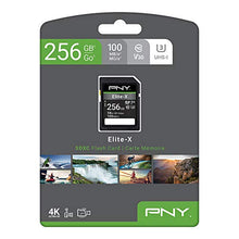 Load image into Gallery viewer, PNY 256GB Elite-X Class 10 U3 V30 SDXC Flash Memory Card - 100MB/s, Class 10, U3, V30, 4K UHD, Full HD, UHS-I, Full Size SD
