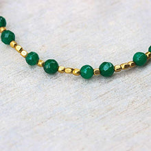 Load image into Gallery viewer, Green onyx beads bracelet and gold 22k plated on brass beads
