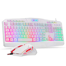 Load image into Gallery viewer, Redragon S101 Wired Gaming Keyboard and Mouse Combo RGB Backlit Gaming Keyboard with Multimedia Keys Wrist Rest and Red Backlit Gaming Mouse 3200 DPI for Windows PC Gamers (White)
