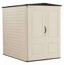 Load image into Gallery viewer, Rubbermaid Large Plastic Vertical Resin Weather Resistant Storage Shed, 5 x 6 Ft., Sandstone, for Garden/Backyard/Home/Pool/Bikes/Lawn Mowers
