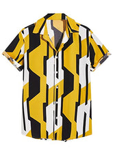 Load image into Gallery viewer, Milumia Men's Casual Geo Print Shirt Short Sleeve Button Down Pocket Front Top Geo Yellow Medium
