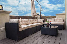 Load image into Gallery viewer, SHA CERLIN 7 Pieces Patio Furniture Sets with Heavy Duty Steel Frames, All-Weather Rattan Outdoor Sectional Sofa with Tea Table, Washable Beige Cushions Covers, Black
