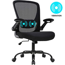 Load image into Gallery viewer, Office Chair Ergonomic Desk Chair Mesh Computer Chair Swivel Rolling Mid Back Task Chair with Lumbar Support Flip-up Arms Massage Adjustable Chair for Women Adults(Black)
