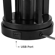Load image into Gallery viewer, Marcel Modern Industrial Table Lamps Set of 2 with Nightlight LED USB Port Black Linen Shade for Living Room Bedroom - 360 Lighting
