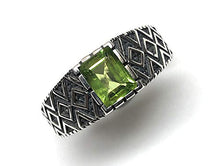 Load image into Gallery viewer, Genuine 2ct Green Peridot 925 Sterling Silver Men's Ring Size 7, 7.75, 8, 8.25, 8.75, 9, 9.75, 10, 10.75, 11, 11.25, 12, 12.75, 13, 13.25
