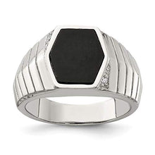 Load image into Gallery viewer, 925 Sterling Silver Mens Cubic Zirconia Cz Black Onyx Band Ring Size 11.00 Man Fine Jewelry For Dad Mens Gifts For Him
