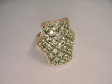 Load image into Gallery viewer, Stunning Art Deco 14K Yellow Gold Peridot Tsavorite Diamond Ring Band
