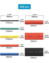 Load image into Gallery viewer, 650 pcs Black Heat Shink Tubing and 650 pcs Colorful Heat Shink Tubing Wire Shrink Wrap UL Approved Ratio 2:1 Electrical Cable Wire Kit
