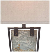 Load image into Gallery viewer, Zion Modern Table Lamp Tapered Natural Slate Bronze Metal Rectangular Shade for Living Room Family Bedroom Bedside - Franklin Iron Works
