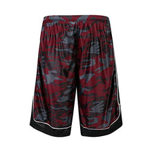 Load image into Gallery viewer, HQUEC Men's 12" Camo Basketball Shorts Long with Side Pockets Gym Workout Shorts Dry Fit Red/C1 2XL
