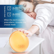 Load image into Gallery viewer, Sunrise Alarm Clock, Wake Up Light Full Screen, Fluent Color No Shadow, 320 Lux Sunrise Simulation, Digital Alarm Clock for Bedrooms Radio Heavy Sleepers Adults Kids, 8 Nature Sounds &amp; Snooze(1Pack)
