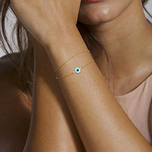 Load image into Gallery viewer, Dainty Layered Evil Eye Bracelets for Women, 14K Gold Filled Adjustable Layering Bead Chain Bracelet Handmade Gold Layered Round Evil Eye Bracelets for Women Jewelry(Round Evil Eye &amp; Bead Chain)
