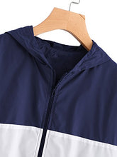 Load image into Gallery viewer, SweatyRocks Women's Casual Jackets Lightweight Hooded Windbreaker Outdoor Hiking Color Block S
