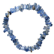 Load image into Gallery viewer, Zenergy Gems Charged 7" Blue Kyanite Crystal Chip Stretchy Bracelet Tumble Polished + Selenite Heart Charging Crystal Align Chakras/Conquer Fear/Increase Communication
