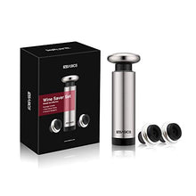 Load image into Gallery viewer, EZBASICS Wine Saver Vacuum Pump with 4 Wine Bottle Stoppers, Stainless Steel
