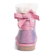 Load image into Gallery viewer, KRABOR Girls Glitter Snow Boots Cotton Lining Warm Winter Non-Slip Shoes with Cute Bow for Toddlers/Little Kid (Pink Size 13)
